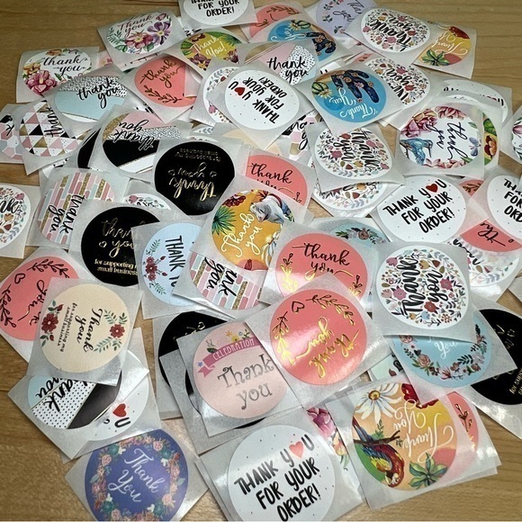 100pc random thank you stickers 1X1 - Picture 1 of 1